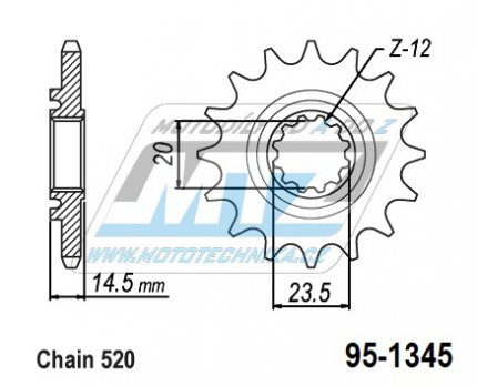 Koleko etzov (pastorek) 1345-12zub MTZ - Honda CRF450L / 19-20 + CRF450RL / 21 + CRF450X / 19-21