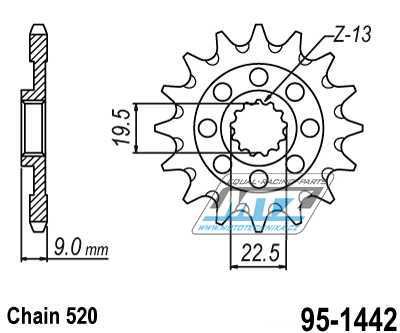 Koleko etzov (pastorek) 1442-13zub MTZ - Suzuki RMZ250 / 13-23