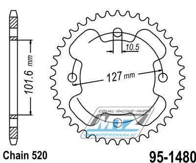 Rozeta ocelov (pevodnk) 1480-37zub MTZ - Polaris 500 Predator E 2x4 / 03-04 + 450 Outlaw S / 08-10 + 450 Outlaw MXR / 09-10 + 500 Predator / 05-06 + 500 Predator LE / 07 + 525 Outlaw S / 08-10