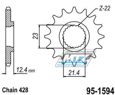 Koleko etzov (pastorek) 1594-15zub MTZ - Yamaha XG250 Tricker + XT250 + YBR250