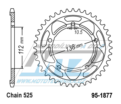 Rozeta ocelov (pevodnk) 1877-41zub MTZ - Yamaha YZF-R1 / 15-21 + YZFR1 + 900 Nikken (MXT850) / 18-20 + 900 Nikken GT (MXT850D) / 20