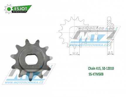 Koleko etzov (pastorek) KTM50B-10zub ESJOT 50-12010-10 - KTM 50SX / 09-23 + Husqvarna TC50 / 17-23