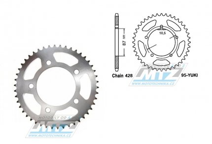 Rozeta ocelov YUKI-46zub - YUKI 125RS + CPI QM125-2D + Kreidler Street 125