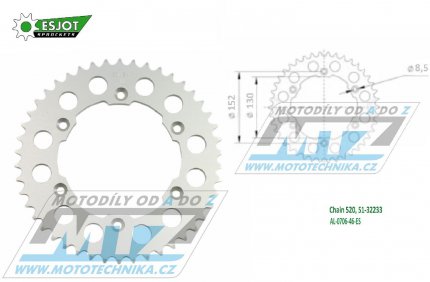 Rozeta etzov (pevodnk) Dural 0706-46zub ESJOT 51-32233-46 - barva stbrn - Aprilia RXV450 / 06-12 + SXV450 / 06-12 + RXV550 / 06-12 + SXV550 / 06-12 + BMW G450X / 08-12