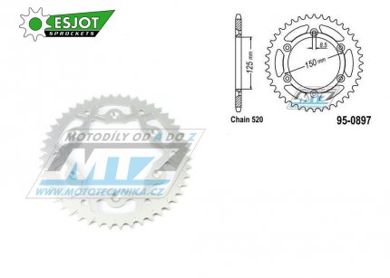 Rozeta etzov (pevodnk) Dural 0897-48zub ESJOT 53-32065-48WT - barva stbrn - KTM 125SX+250SXF+ 360EXC+400EXCF+300XC+450XCF+440MX+790 Adventure+620 EGS+690 Duke+125LC2+ 350LC4+525SMR+690SMC + Husaberg TE250+FC350+FE450+FS450+FX450 + Husqvarna