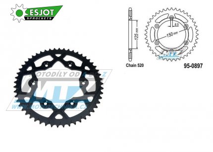 Rozeta etzov (pevodnk) Dural 0897-52zub ESJOT 53-32065-52B - barva ern - KTM 125SX+250SXF+ 360EXC+400EXCF+300XC+450XCF+440MX+790 Adventure+620 EGS+690 Duke+125LC2+ 350LC4+525SMR+690SMC + Husaberg TE250+FC350+FE450+FS450+FX450 + Husqva