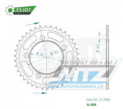 Rozeta etzov (pevodnk) Dural 0898-36zub ESJOT 51-29035-36- KTM 950 LC8 Supermoto + 990 Supermoto + 990 SMR + 990 SMT + 990 Superduke + 1190 RC8 + 1190 RC8 R