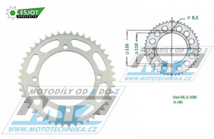 Rozeta etzov (pevodnk) Dural 1465-46zub ESJOT 51-13200-46 - barva stbrn - Kawasaki KX65 / 00-20 + Suzuki RM65 / 03-05