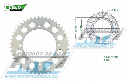 Rozeta etzov (pevodnk) Dural 1465-45zub ESJOT 51-13200-45 - barva stbrn - Kawasaki KX65 / 00-20 + Suzuki RM65 / 03-05