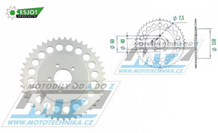 Rozeta etzov (pevodnk) Dural KTM50B-42zub ESJOT 51-12200-42 - barva stbrn - KTM 50SX Pro Senior LC / 03-13