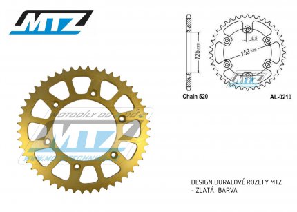 Rozeta etzov (pevodnk) Dural 0210-47zub MTZ - barva zlat - Honda CR125+CR250+CR500 + CRF250R+CRF250X+CRF450R+CRF450X+CRF450RX+CRF450L + CRM250+CRF150F + CRF230F / 03-21