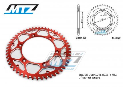 Rozeta etzov (pevodnk) Dural 0822-48zub MTZ erven  - Husqvarna CR+WR+TC+TE+WRE+TXC+SM+SMR + Suzuki DR350+DRZ400 + Cagiva WMX + Gas-Gas EC+ECF+XC+Ranger + Beta RR + Sherco SE+SEF + Rieju MR+XC+Ranger