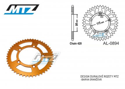 Rozeta etzov (pevodnk) Dural 0894-47zub MTZ oranov - KTM 65SX / 02-24 + 60SX / 97-01 + Husqvarna TC65 / 17-24 + Gas-Gas MC65