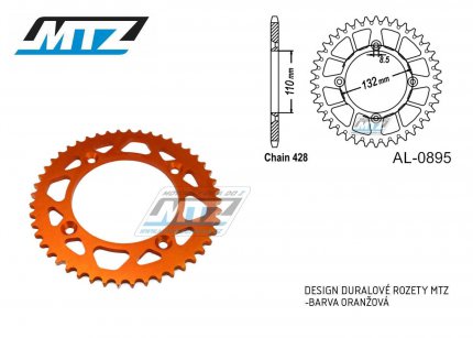 Rozeta etzov (pevodnk) Dural 0895-47zub MTZ oranov - KTM 85SX / 03-24 + 105SX+XC85+XC105 + Husqvarna TC85 / 14-24 + Gas-Gas MC85