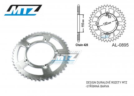 Rozeta etzov (pevodnk) Dural 0895-50zub MTZ stbrn - KTM 85SX / 03-24 + 105SX+XC85+XC105 + Husqvarna TC85 / 14-24 + Gas-Gas MC85