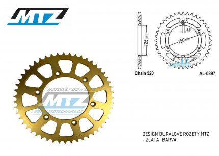 Rozeta etzov (pevodnk) Dural 0897-38zub MTZ zlat - KTM 125SX+250SXF+ 360EXC+400EXCF+300XC+450XCF+440MX+790 Adventure+620 EGS+690 Duke+125LC2+ 350LC4+525SMR+690SMC + Husaberg TE250+FC350+FE450+FS450+FX450 + Husqvarna FC250 +FE501+TC250+TE300