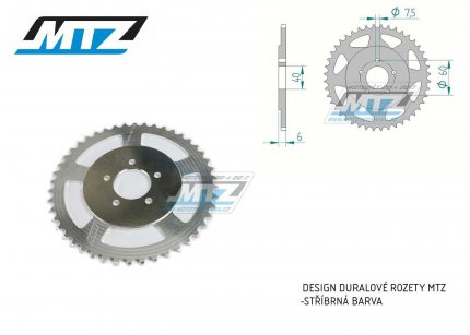 Rozeta etzov (pevodnk) Dural KTM50B-45zub MTZ stbrn - KTM 50SX Pro Senior LC / 03-13