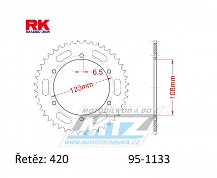 Rozeta ocelov (pevodnk) 1133-52zub RK - Motor Hispania 50 RX + Peugeot 50 XR6 + Aprilia 50 RS+50 RS4+50 SX + Derbi 50 GPR Racing+50 GPR Nude+50 Senda SM DRD Racing+50 Senda SM X-treme+50 Senda SM Racing + Gilera 50 SMT