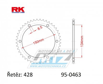 Rozeta ocelov (pevodnk) 0463-48zub RK - Kawasaki KMX125 / 86-03 + KMX200 / 88-92