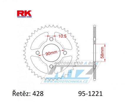 Rozeta ocelov (pevodnk) 1221-45zub RK - Honda CBR125R / 11-17 + CB125F / 15-20 + CBR125+GLR125+GTR150