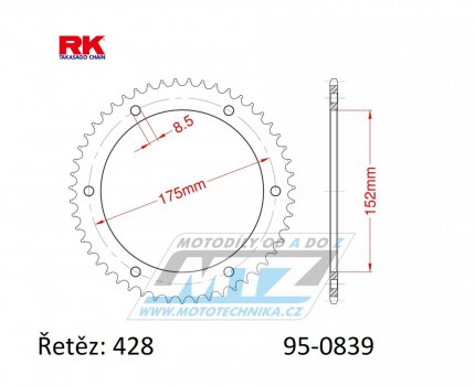 Rozeta ocelov (pevodnk) 0839-55zub RK - Yamaha DT125RE + DT125R Everts + DT125X + DT200R + DTR125 + WR125R + WR125X