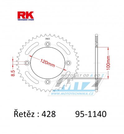 Rozeta ocelov (pevodnk) 1140-54zub RK - Beta RR125 Enduro + RR125 Motard + RR125 Supermotard + RR125 LC