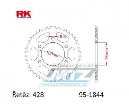 Rozeta ocelov (pevodnk) 1844-48zub RK - Yamaha MT125+FZ16+YS125 + YZFR125 + YZF-R125 + XSR125+MTM125+MTN125