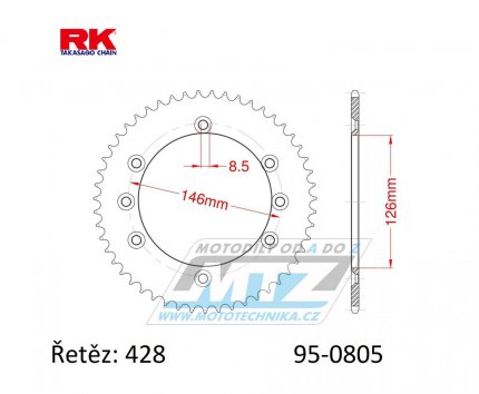 Rozeta ocelov (pevodnk) 0805-48zub RK - Suzuki DR125 SM / 08-13 + TSX125 LC (TS125X) / 84-91 + TSR125 (TS125RK) / 89 + TSR125 (TS125R) / 90-96 + RM100 / 79-82