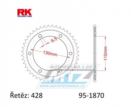 Rozeta ocelov (pevodnk) 1870-44zub RK - Yamaha YBR250 / 07-11 + TZR125R / 93-96 + TZR125R (Germany) / 97-99