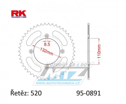 Rozeta ocelov (pevodnk) 0891-46zub RK - KTM Freeride 250 / 14-15 + Freeride 250R / 14-17 + Freeride 350 / 12-17 + Freeride 250F / 18-20