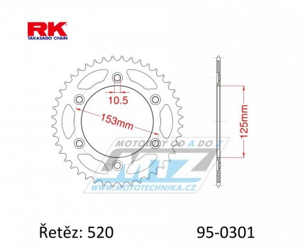 Rozeta ocelov (pevodnk) 0301-40zub RK - Honda CRF250L / 13-20 + CRF250 Rally + CRF300L + CRF300 Rally+CRF250M + XR250R+XR650L + XR600R / 91-00 + CRM250+CRM250R