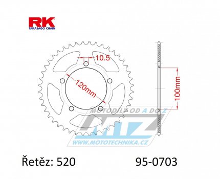 Rozeta ocelov (pevodnk) 0703-47zub RK - Aprilia 125RS / 06-12 + 1000RSV R / 04-09 + 1000RSV4 Factory / 09-14 + 1000RSV Mille / 98-03 + 650 Pegaso Strada / 05-09 + 650 Pegaso Trail / 07-09 + BMW 650 Xmoto / 07-08