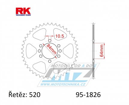 Rozeta ocelov (pevodnk) 1826-39zub RK - Kawasaki KSF400 + Suzuki LT160E Quadrunner + LTF160 + LT230 + LT250R Quadracer + LTZ400 Quadsport + RV200 Van Van + T20 Super Six