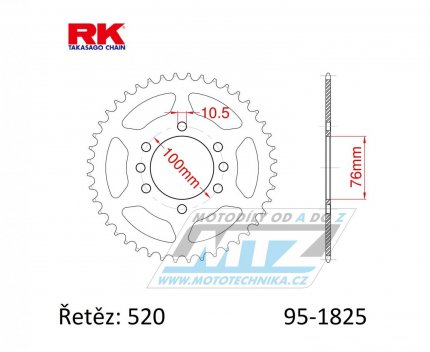 Rozeta ocelov (pevodnk) 1825-43zub RK - Suzuki DR750 Big + DR500+SP500 + GF250+GN400+GSX400 + GSXR750+GSXR1100+GSXR250 + LT250+LT300+LT500R Quadzilla + RG125 + VL250 Intruder