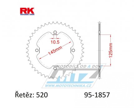 Rozeta ocelov (pevodnk) 1857-38zub RK - Yamaha XT600+TT600 + YFZ450+YFZ450X+YFZ450R + YFM250R Raptor+YFM350R Raptor+YFM700R Raptor + YFZ350 Banshee+YFM350X Warrior