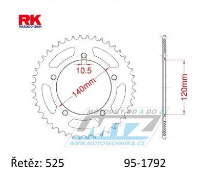 Rozeta ocelov (pevodnk) 1792-48zub RK - Suzuki DL650 V-Strom + DL1000 V-Strom + DL1050 V-Strom + GSR600+GSR750 + GSXR600+GSXR750+GSXR1000+GSXS750 + Triumph 600TT + 650 Daytona + 800 Bonneville + 865 Bonneville + 865 Scrambler + 865 Thruxton