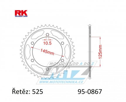 Rozeta ocelov (pevodnk) 0867-44zub RK - Yamaha TDM850 / 91-01