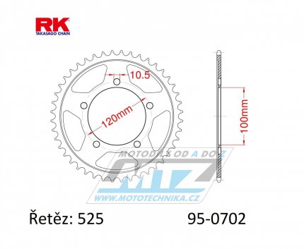 Rozeta ocelov (pevodnk) 0702-46zub RK - Aprilia 750 Dorsoduro + 750 Dorsoduro Factory + 850 Mana + 900 Dorsoduro ABS + 900 Shiver ABS + 1000RSV R + 1000 Tuono R Racing + 1200 Dorsoduro