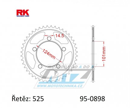 Rozeta ocelov (pevodnk) 0898-38zub RK - KTM 950 LC8 Supermoto + 990 Supermoto + 990 SMR + 990 SMT + 990 Superduke + 1190 RC8 + 1190 RC8 R