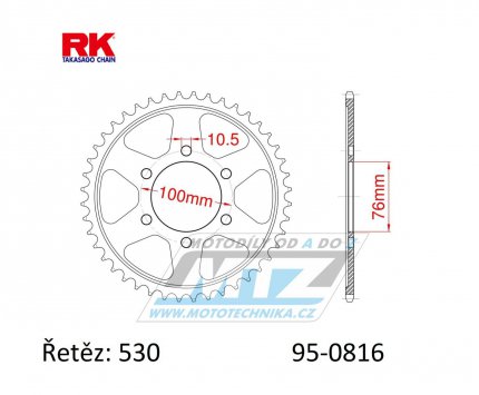 Rozeta ocelov (pevodnk) 0816-45zub RK - Suzuki GS550 + GR650 + GS650 + GT750 + GSF1200 Bandit + GSX400 + GSX550 + GSX750 + GSX1100 + GSXR750 + GSXR1100 + RF900R