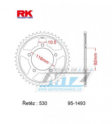 Rozeta ocelov (pevodnk) 1493-41zub RK - Kawasaki ZX14 Ninja / 06-15 + ZZR1400 / 13-20