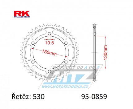 Rozeta ocelov (pevodnk) 0859-48zub RK - Yamaha GTS1000A + FJ1100 + FJ1200 + FZS600 Fazer + FZR600RF + FZR750RT Genesis + FZR750 + FZR1000 Genesis + XJR1200 + XJR1300 + YZF R6 + YZF750R + YZF1000R Thunder Ace