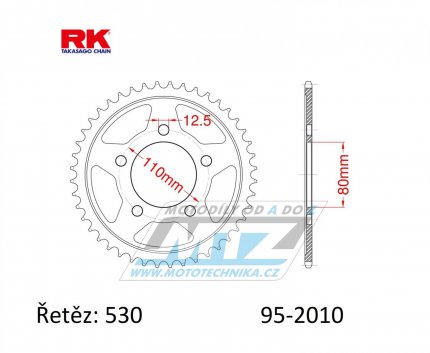 Rozeta ocelov (pevodnk) 2010-46zub RK - Triumph 750 Thunderbird + 750 Daytona + 750 Trident + 900 Adventurer + 900 Daytona + 900 Sprint + 900 Thunderbird + 900 Trident + 900 Tiger + 1000 Daytona + 1200 Trophy