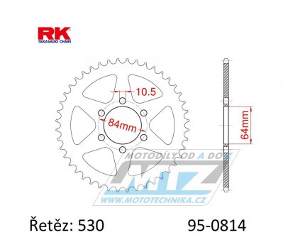 Rozeta ocelov (pevodnk) 0814-45zub RK - Suzuki GS400 + GS425 + GS450 + GS550 + GSX400 + GT380 + GT500 + GT550