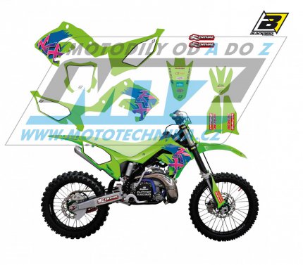 Polepy na motocykl (sada polep vetn slovch tabulek) Kawasaki KX125+KX250 POLISPORT RESTYLING / 03-08 - typ polep Retro