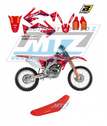 Polepy s potahem sedla (sada polep a potah sedla Graphics) - Honda CRF250R / 04-09 - typ polep Replica Team HRC