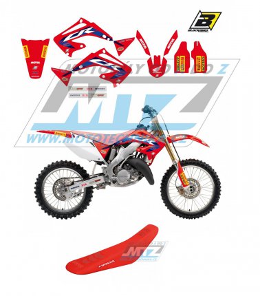 Polepy s potahem sedla (sada polep a potah sedla Graphics) - Honda CR125+CR250 / 02-07 - typ polep Replica Team HRC