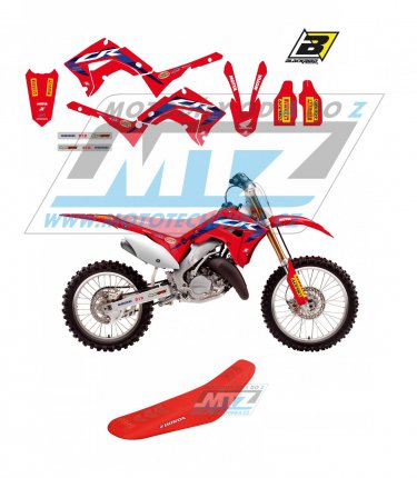 Polepy s potahem sedla (sada polep a potah sedla Graphics) - Honda CR125+CR250 POLISPORT / 02-07 - typ polep Replica Team HRC