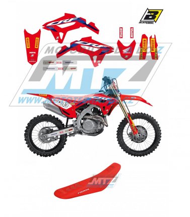 Polepy s potahem sedla (sada polep a potah sedla Graphics) - Honda CRF250R / 22-23 + CRF450R / 21-23 - typ polep Replica Team HRC