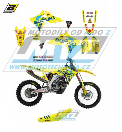 Polepy s potahem sedla (sada polep a potah sedla Graphics) - Suzuki RMZ250 / 19-23 + RMZ450 / 18-23 - typ polep Replica Suzuki Restyle